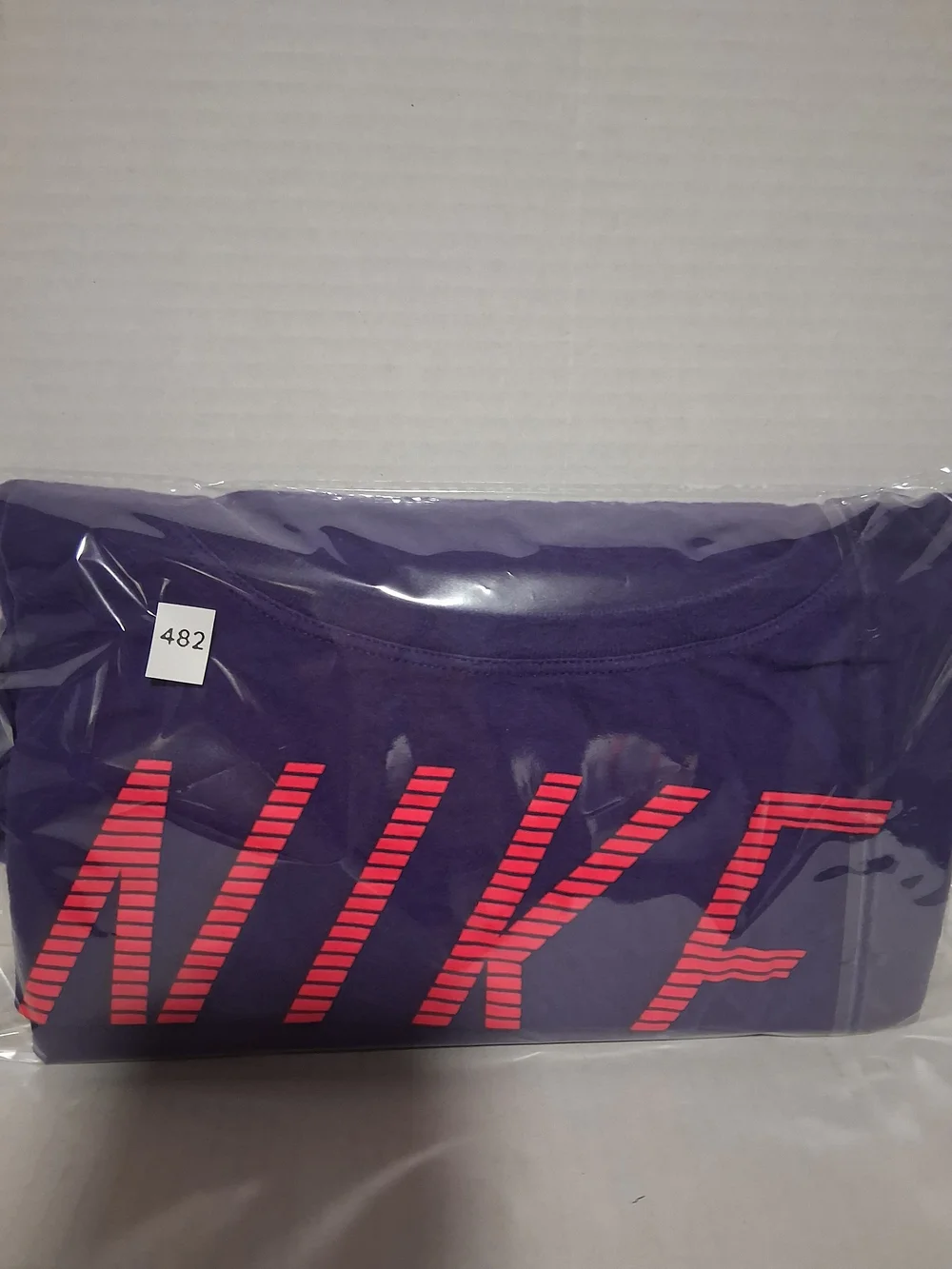 Nike Purple Short-Sleeve Tee with Pink Striped Logo Size XXL